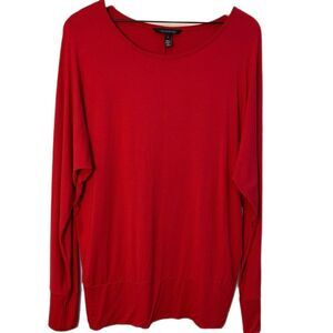 LONG TALL SALLY Longline Sweatshirt Women’s Large Red Scoop Neck Dolman.